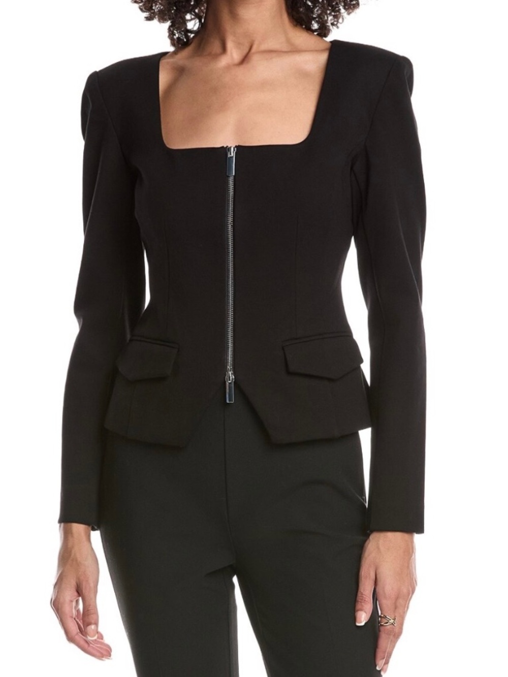 TOCCIN koda zip front long sleeve top, Size 6